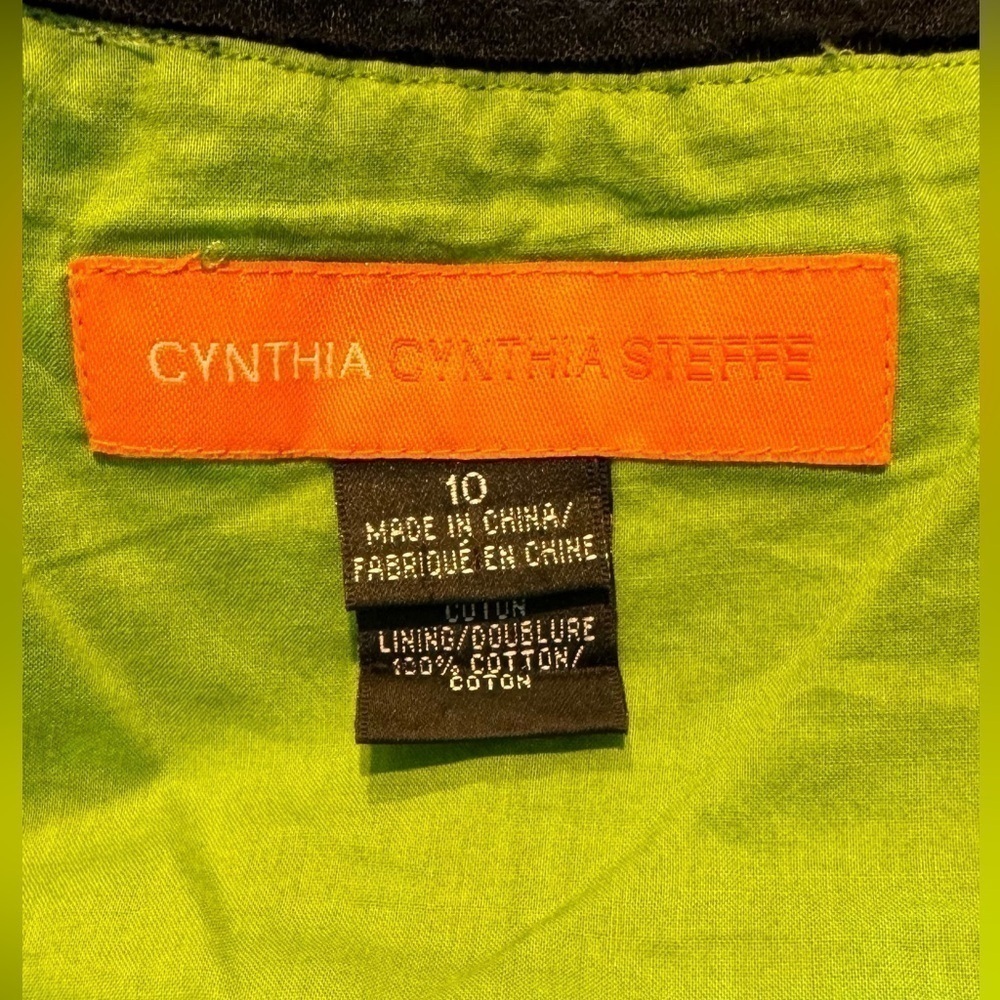 Cynthia Steefe Sun Dress Black Cotton Eyelet Green Lining Womens Size 10 - Picture 7 of 11